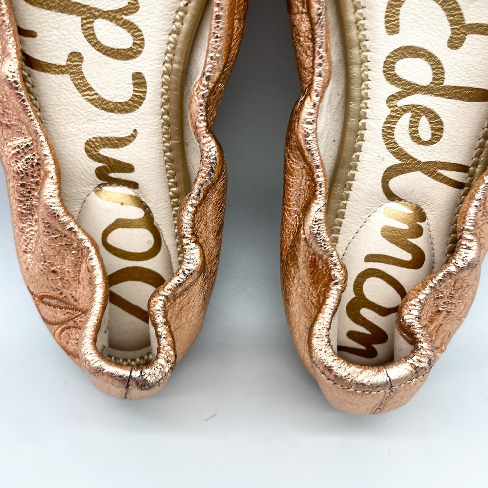 Sam Edelman Womens 9M Felicia Ballet Flats Rose Gold Metallic Leather Coquette - Picture 11 of 12